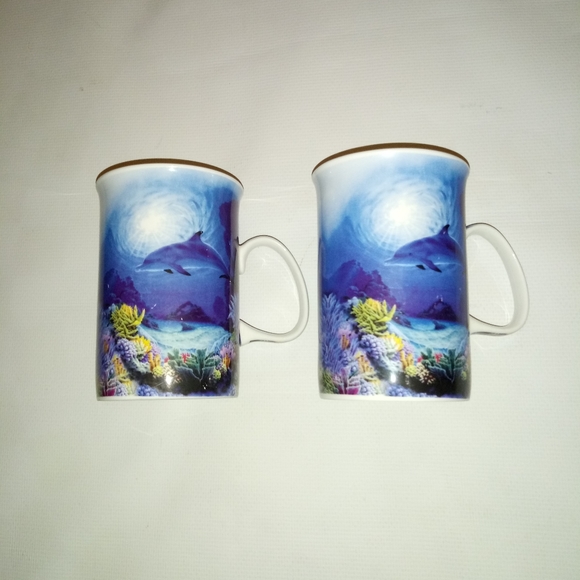 2 Ashdene of Australia Dolphin Tea Cups - Picture 1 of 5